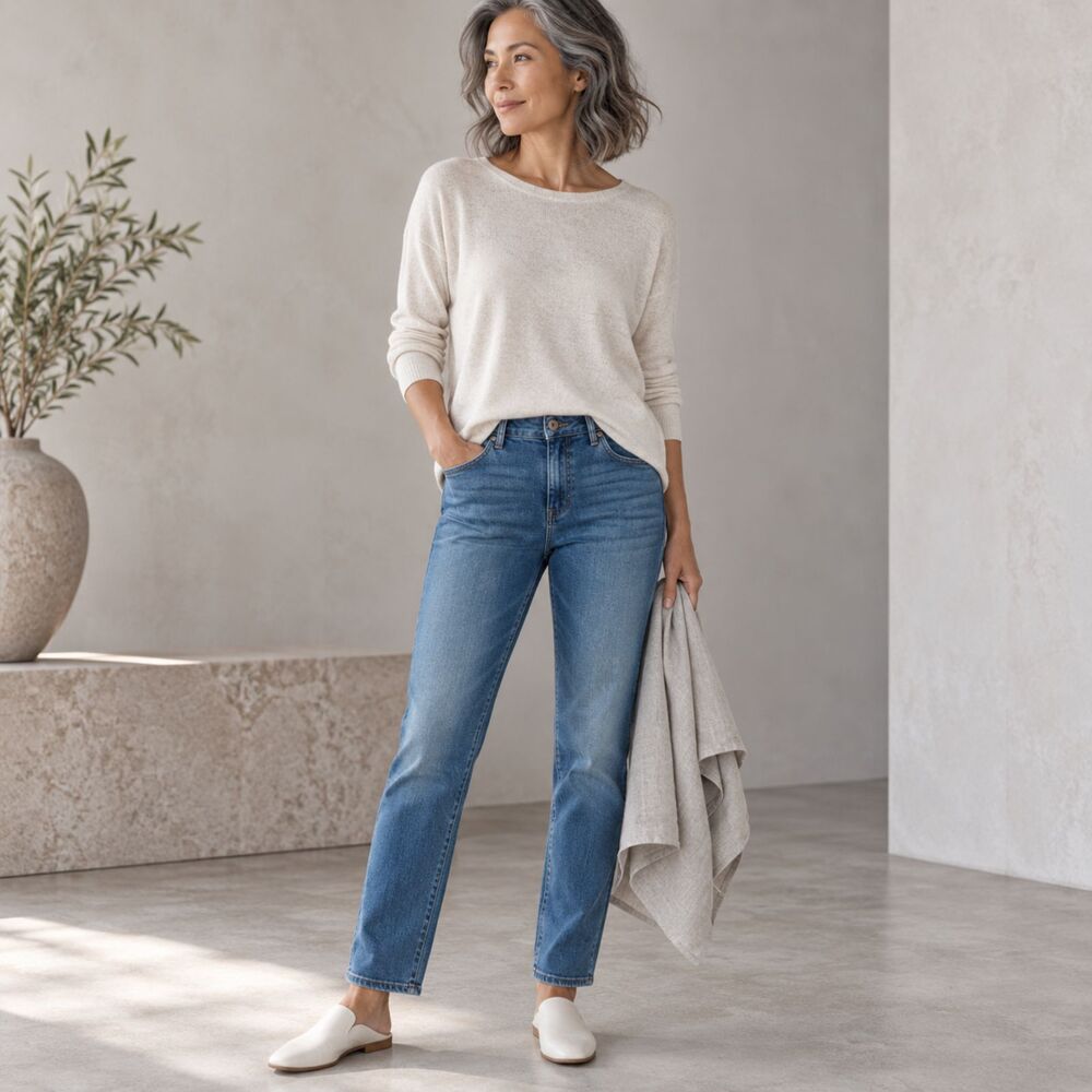 Eileen Fisher Organic Blue Straight Jeans Size 2